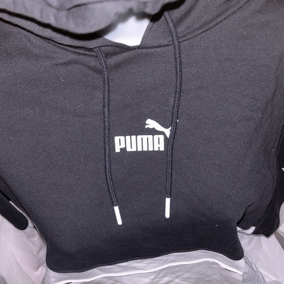 Puma Way 1 black & White oversized logo hoodie Sz - Picture 4 of 13